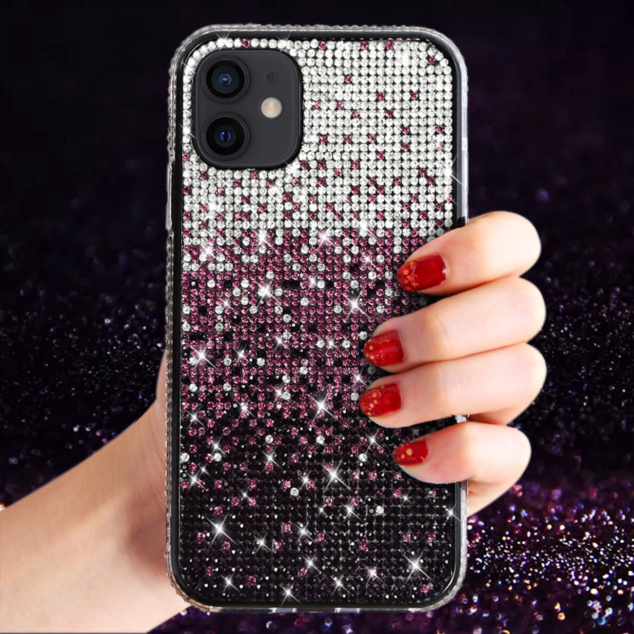 Reiko Design Diamond Case For APPLE IPHONE 12 MINI In Purple